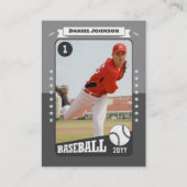 Custom Baseball Trading Card, Gray Retro Player コーリングカード (正面)