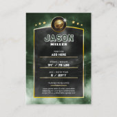 Custom Baseball Trading Card, Green Gold Stadium  コーリングカード (裏面)