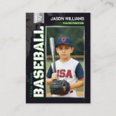Custom Baseball Trading Card, Green Power Player コーリングカード (正面)
