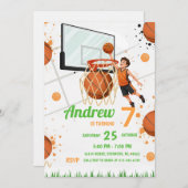 Custom Basketball Birthday party 招待状 (正面/裏面)