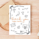 Custom Basketball Coach Thank you Card Doodle サンキューカード