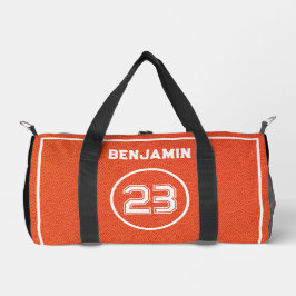 Custom Basketball Textured Player Number Orange ダッフルバッグ
