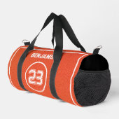 Custom Basketball Textured Player Number Orange ダッフルバッグ (右コーナー)