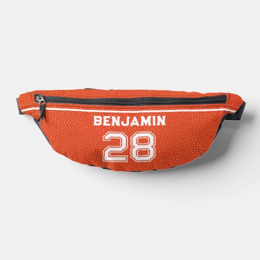 Custom Basketball Textured Player Number Orange ファニーパック (レイダウン)