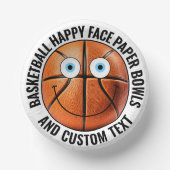 Custom Basketball Theme Party BLUE EYES Happy Face ペーパーボウル (正面)