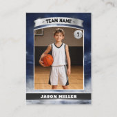 Custom Basketball Trading Card Blue Silver Stadium コーリングカード (正面)