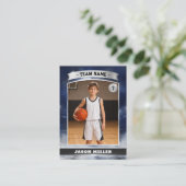 Custom Basketball Trading Card Blue Silver Stadium コーリングカード (スタンド正面)