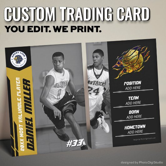 Custom Basketball Trading Card, Gold MVP Card コーリングカード