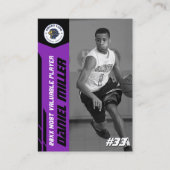 Custom Basketball Trading Card, Purple MVP Card コーリングカード (正面)