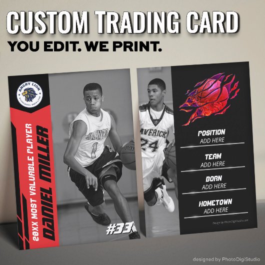 Custom Basketball Trading Card, Red MVP Card コーリングカード