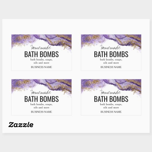 Custom Bath Bomb Label Template – Editable Logo & 長方形シール (シート)
