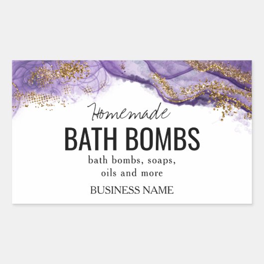 Custom Bath Bomb Label Template – Editable Logo & 長方形シール (正面)