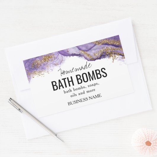 Custom Bath Bomb Label Template – Editable Logo & 長方形シール (封筒)