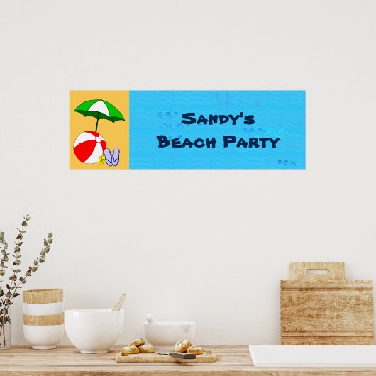 Custom Beach Ball Pool Umbrella Party Poster ポスター (キッチン)