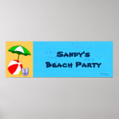 Custom Beach Ball Pool Umbrella Party Poster ポスター (正面)
