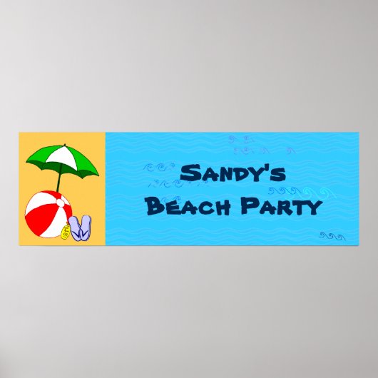 Custom Beach Ball Pool Umbrella Party Poster ポスター (正面)