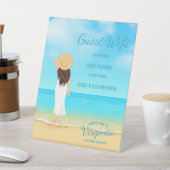 Custom Beach House Guest WiFi Pedestal Sign 台座サイン (インサイチュ)