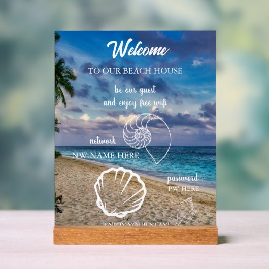 Custom Beach House Rentals Home Wifi Instructions  アクリルサイン (ニュートラル)