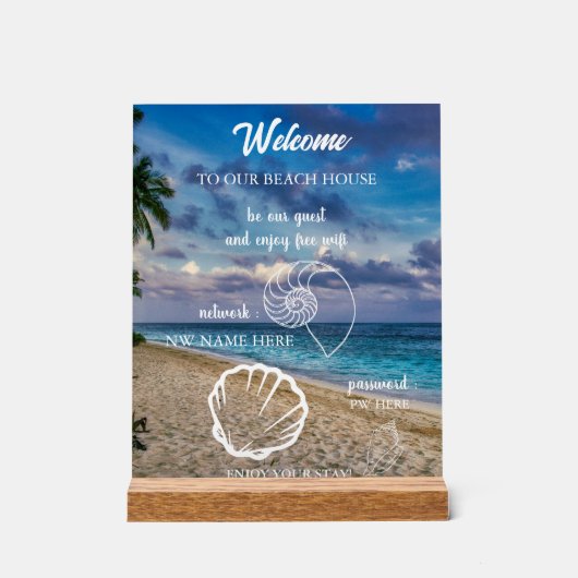 Custom Beach House Rentals Home Wifi Instructions  アクリルサイン (正面)