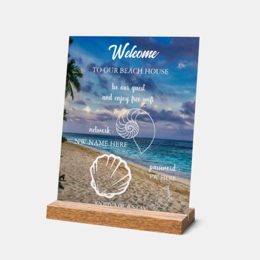 Custom Beach House Rentals Home Wifi Instructions  アクリルサイン (傾斜)