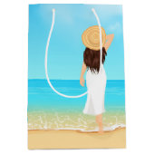 Custom Beach House Welcome Gift Bag ミディアムペーパーバッグ (正面)