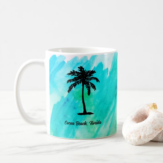 Custom Beach Palm Tree Nautical コーヒーマグカップ (ドーナツ)