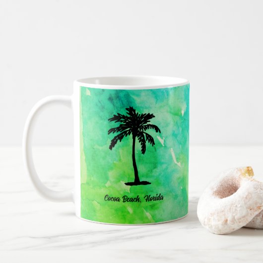 Custom Beach Palm Tree Nautical コーヒーマグカップ (ドーナツ)