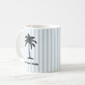 Custom Beach Palm Tree Nautical Stripe コーヒーマグカップ (正面左)
