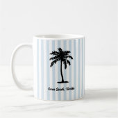 Custom Beach Palm Tree Nautical Stripe コーヒーマグカップ (左)