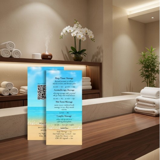 Custom Beach Spa Massage Services Menu Flyer メニュー