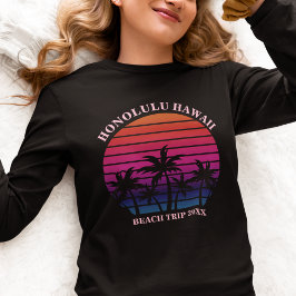 Custom Beach Trip Tropical Long Sleeve Women's トライブレンドＴシャツ