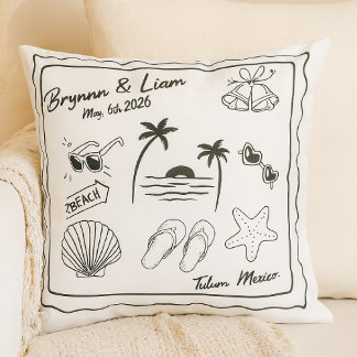 Custom Beach Wedding Pillow Cover – Personalized クッション