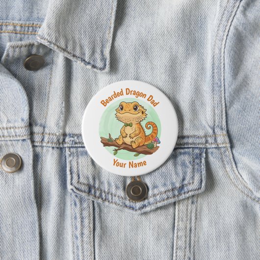 Custom Bearded Dragon Dad Button 缶バッジ (インサイチュ)