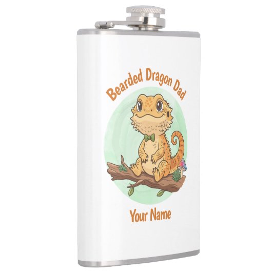 Custom Bearded Dragon Dad Flask フラスク (右)