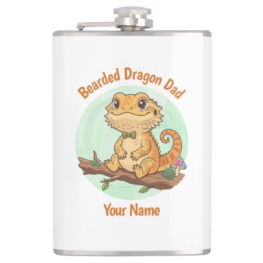 Custom Bearded Dragon Dad Flask フラスク (正面)
