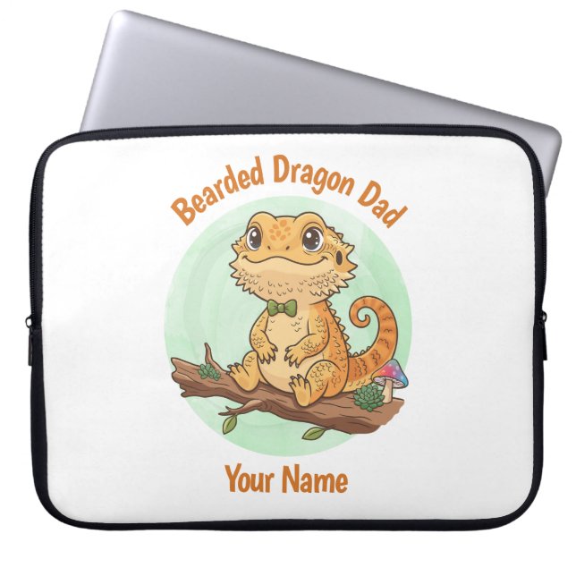 Custom Bearded Dragon Dad Laptop Sleeve ラップトップスリーブ (正面)
