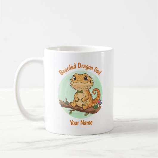 Custom Bearded Dragon Dad Mug コーヒーマグカップ (左)