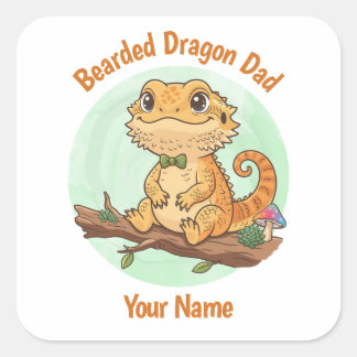 Custom Bearded Dragon Dad Square Sticker スクエアシール