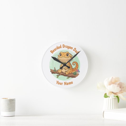 Custom Bearded Dragon Dad Wall Clock ラウンド壁時計 (ホーム)