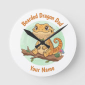 Custom Bearded Dragon Dad Wall Clock ラウンド壁時計 (正面)