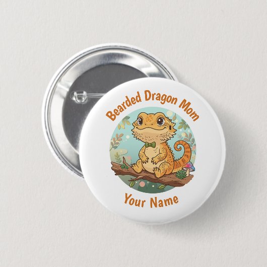 Custom Bearded Dragon Mom Button 缶バッジ (正面&裏面)