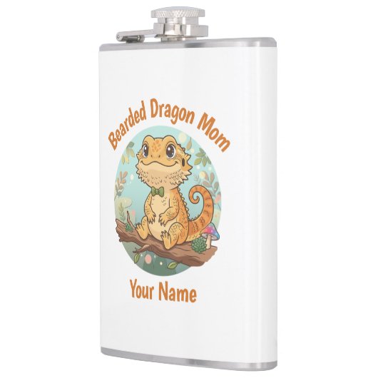 Custom Bearded Dragon Mom Flask フラスク (左)