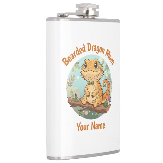 Custom Bearded Dragon Mom Flask フラスク (右)