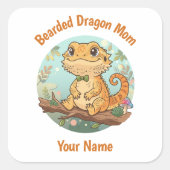Custom Bearded Dragon Mom Square Stickers スクエアシール (正面)
