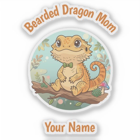 Custom Bearded Dragon Mom Sticker シール (正面)