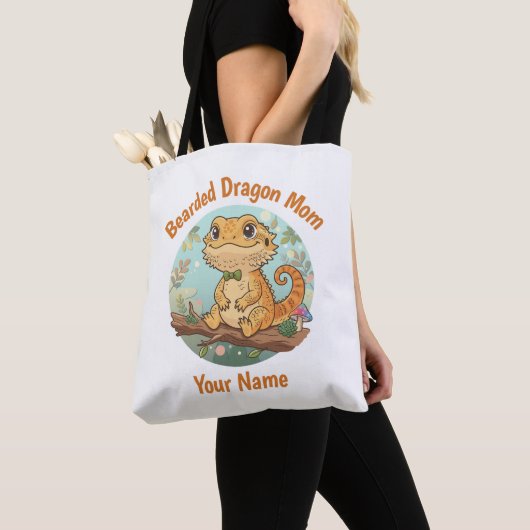 Custom Bearded Dragon Mom Tote Bag トートバッグ (クローズアップ)