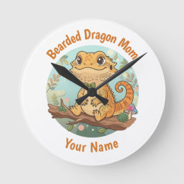 Custom Bearded Dragon Mom Wall Clock ラウンド壁時計