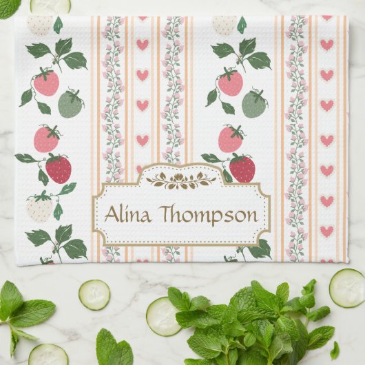 Custom beautiful retro pattern botanical mama キッチンタオル (折り畳み)