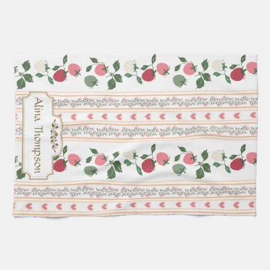 Custom beautiful retro pattern botanical mama キッチンタオル (横)