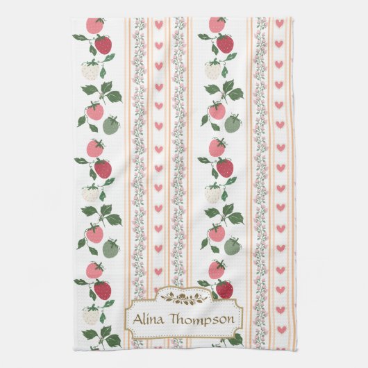 Custom beautiful retro pattern botanical mama キッチンタオル (縦)